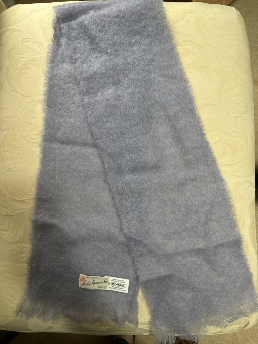 Lavender Mohair Scarf Made Scotland Archie Brown Soft Fuzzy Luxury Wrap - Picture 2 of 6